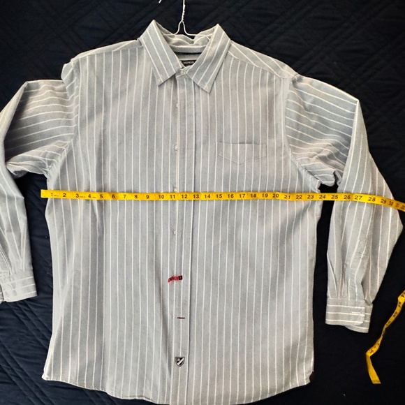 Cremieux Dress Shirt Men's Large Blue with White Stripe 100% Cotton - Picture 3 of 5